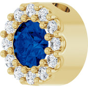 14K Yellow Lab-Grown Blue Sapphire & .08 CT Natural Diamond Halo-Style Pendant