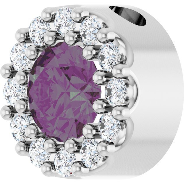 Platinum Lab-Grown Alexandrite & .08 CT Natural Diamond Halo-Style Pendant