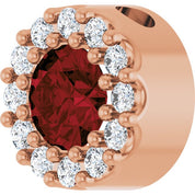 14K Rose Natural Mozambique Garnet & .08 CT Natural Diamond Halo-Style Pendant
