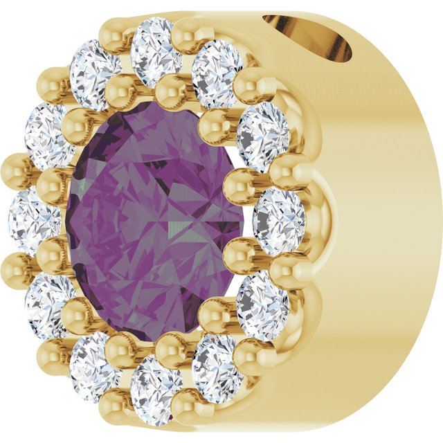 14K Yellow Lab-Grown Alexandrite & .08 CT Natural Diamond Halo-Style Pendant