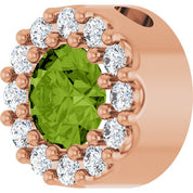 14K Rose Natural Peridot & .08 CT Natural Diamond Halo-Style Pendant