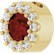 14K Yellow Natural Mozambique Garnet & .08 CT Natural Diamond Halo-Style Pendant