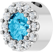 14K White Natural Aquamarine & .08 CT Natural Diamond Halo-Style Pendant