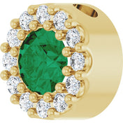 14K Yellow Natural Emerald & .08 CT Natural Diamond Halo-Style Pendant