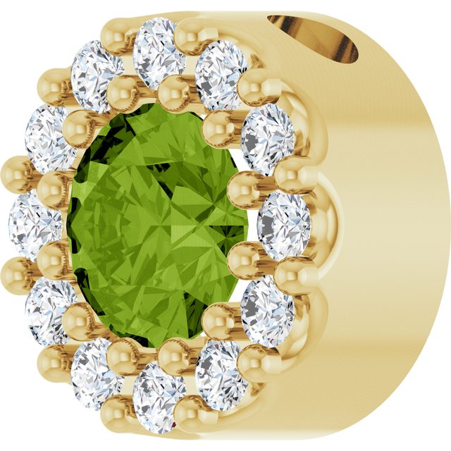 14K Yellow Natural Peridot & .08 CT Natural Diamond Halo-Style Pendant