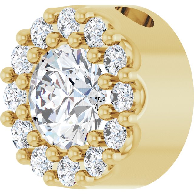 14K Yellow Natural White Sapphire & .08 CT Natural Diamond Halo-Style Pendant