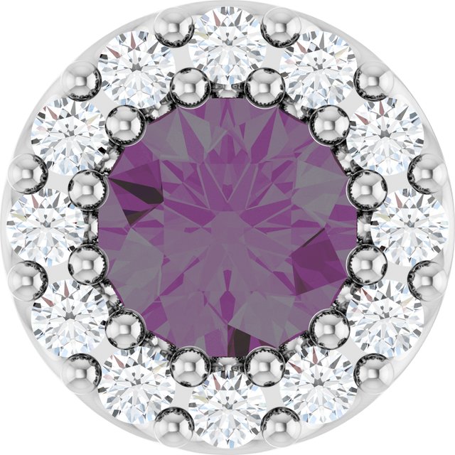 14K White Lab-Grown Alexandrite & .08 CT Natural Diamond Halo-Style Pendant