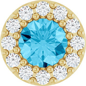 14K Yellow Natural Aquamarine & .08 CT Natural Diamond Halo-Style Pendant