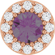 14K Rose Lab-Grown Alexandrite & .08 CT Natural Diamond Halo-Style Pendant