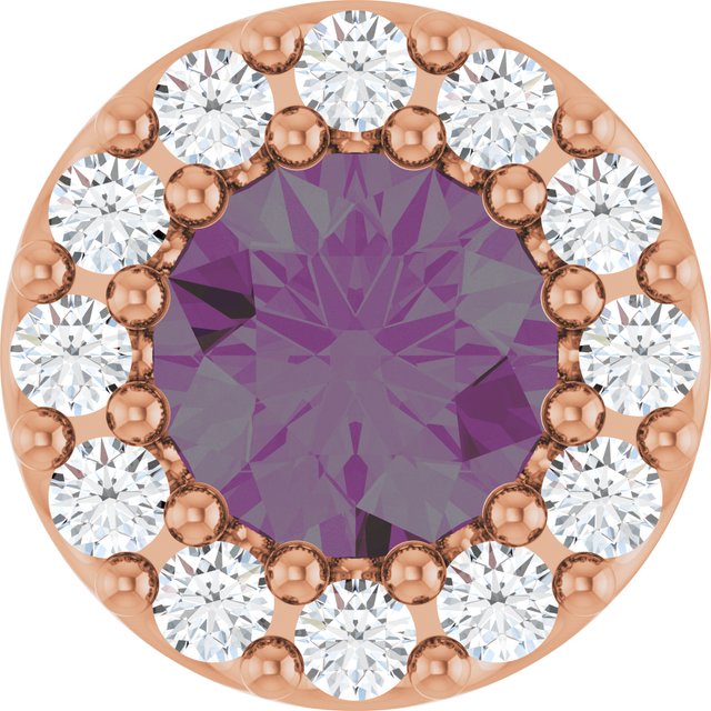 14K Rose Lab-Grown Alexandrite & .08 CT Natural Diamond Halo-Style Pendant