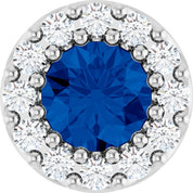 Sterling Silver Lab-Grown Blue Sapphire & .08 CT Natural Diamond Halo-Style Pendant