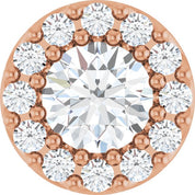 14K Rose Natural White Sapphire & .08 CT Natural Diamond Halo-Style Pendant