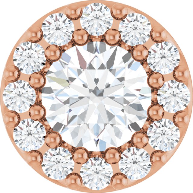 14K Rose Natural White Sapphire & .08 CT Natural Diamond Halo-Style Pendant