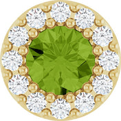14K Yellow Natural Peridot & .08 CT Natural Diamond Halo-Style Pendant