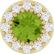 14K Yellow Natural Peridot & .08 CT Natural Diamond Halo-Style Pendant