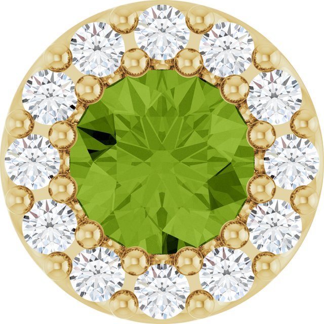 14K Yellow Natural Peridot & .08 CT Natural Diamond Halo-Style Pendant