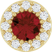 14K Yellow Natural Mozambique Garnet & .08 CT Natural Diamond Halo-Style Pendant