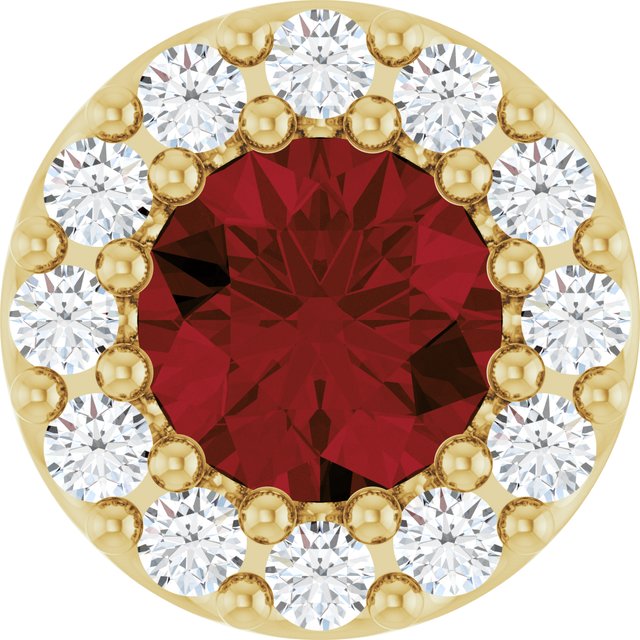 14K Yellow Natural Mozambique Garnet & .08 CT Natural Diamond Halo-Style Pendant