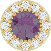 14K Yellow Lab-Grown Alexandrite & .08 CT Natural Diamond Halo-Style Pendant