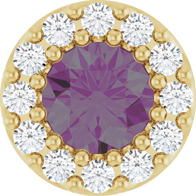 14K Yellow Lab-Grown Alexandrite & .08 CT Natural Diamond Halo-Style Pendant