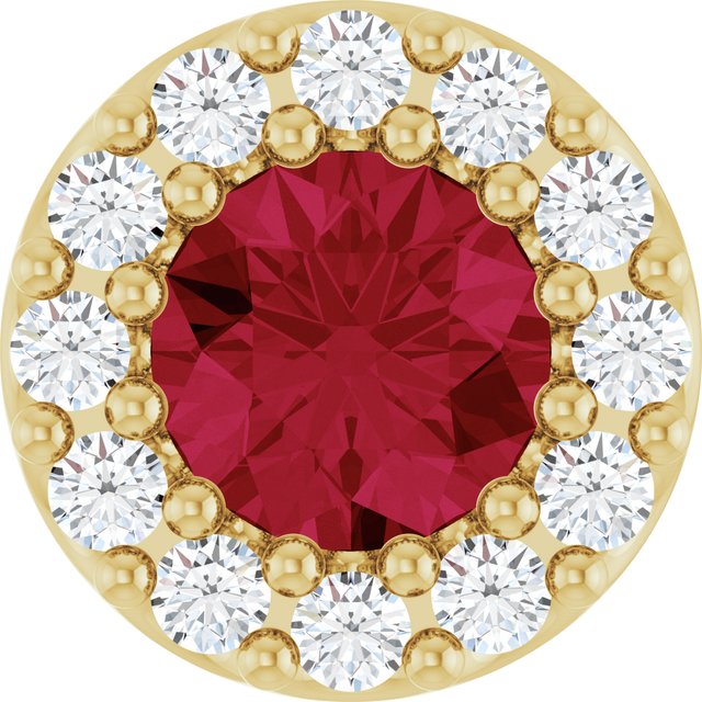 14K Yellow Lab-Grown Ruby & .08 CT Natural Diamond Halo-Style Pendant