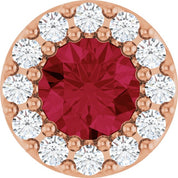 14K Rose Natural Ruby & .08 CT Natural Diamond Halo-Style Pendant