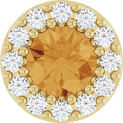 14K Yellow Natural Citrine & .08 CT Natural Diamond Halo-Style Pendant