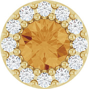 14K Yellow Natural Citrine & .08 CT Natural Diamond Halo-Style Pendant