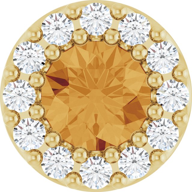 14K Yellow Natural Citrine & .08 CT Natural Diamond Halo-Style Pendant