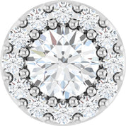 14K White Natural White Sapphire & .08 CT Natural Diamond Halo-Style Pendant