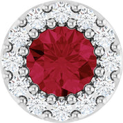 Sterling Silver Lab-Grown Ruby & .08 CT Natural Diamond Halo-Style Pendant