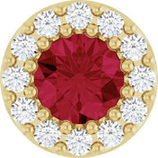 14K Yellow Natural Ruby & .08 CT Natural Diamond Halo-Style Pendant