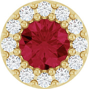 14K Yellow Natural Ruby & .08 CT Natural Diamond Halo-Style Pendant
