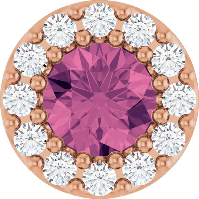 14K Rose Natural Pink Tourmaline & .08 CT Natural Diamond Halo-Style Pendant