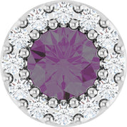 Sterling Silver Lab-Grown Alexandrite & .08 CT Natural Diamond Halo-Style Pendant