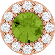 14K Rose Natural Peridot & .08 CT Natural Diamond Halo-Style Pendant