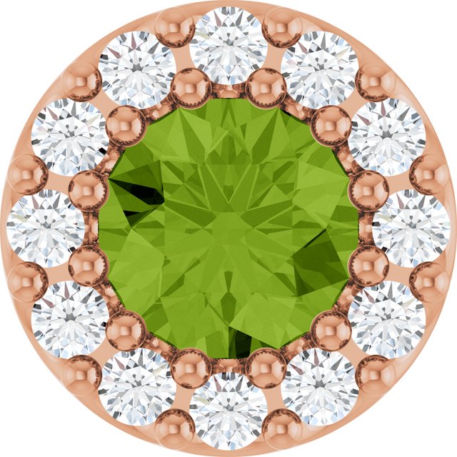 14K Rose Natural Peridot & .08 CT Natural Diamond Halo-Style Pendant