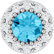 14K White Natural Aquamarine & .08 CT Natural Diamond Halo-Style Pendant