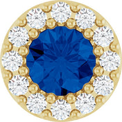 14K Yellow Natural Blue Sapphire & .08 CT Natural Diamond Halo-Style Pendant