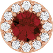 14K Rose Natural Mozambique Garnet & .08 CT Natural Diamond Halo-Style Pendant
