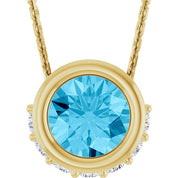 14K Yellow Natural Aquamarine & 1/10 CTW Natural Diamond 18" Necklace