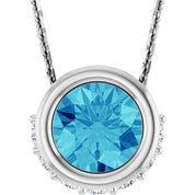 14K White Natural Blue Zircon & 1/10 CTW Natural Diamond 18" Necklace