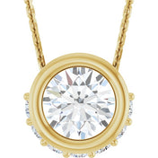 14K Yellow Natural White Sapphire & 1/10 CTW Natural Diamond 18" Necklace