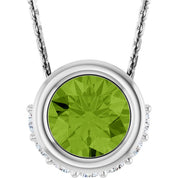 14K White Natural Peridot & 1/10 CTW Natural Diamond 18" Necklace
