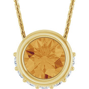 14K Yellow Natural Citrine & 1/10 CTW Natural Diamond 18" Necklace