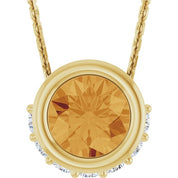 14K Yellow Natural Citrine & 1/10 CTW Natural Diamond 18" Necklace