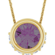 14K Yellow Lab-Grown Alexandrite & 1/10 CTW Natural Diamond 18" Necklace