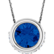 14K White Natural Blue Sapphire & 1/10 CTW Natural Diamond 18" Necklace