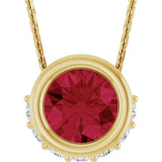 14K Yellow Natural Ruby & 1/10 CTW Natural Diamond 18" Necklace