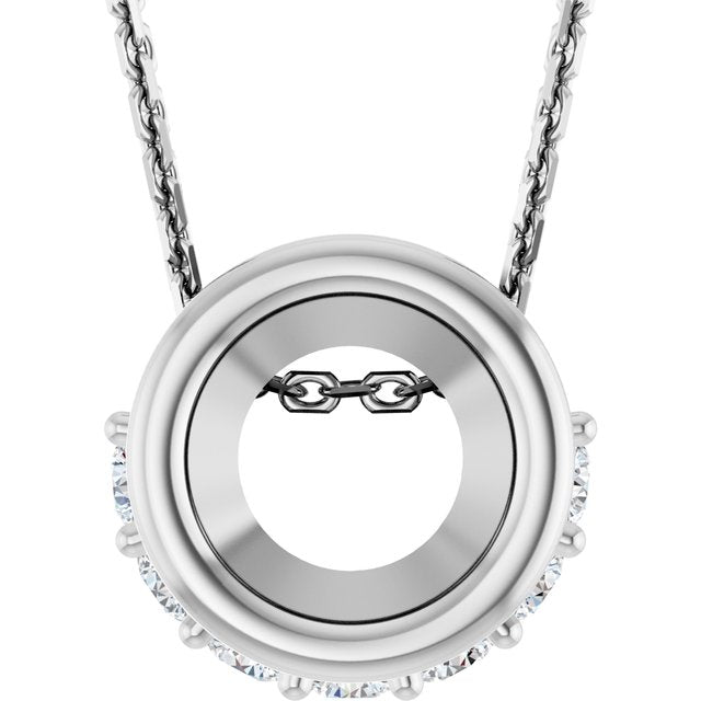14K White  5 mm Round 1/10 CTW Natural Diamond 18" Necklace